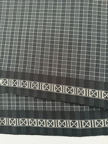 ShopNaya Exclusive | Handwoven | Pure Cotton Saree | No Blouse | Gray & Black | Ships from California